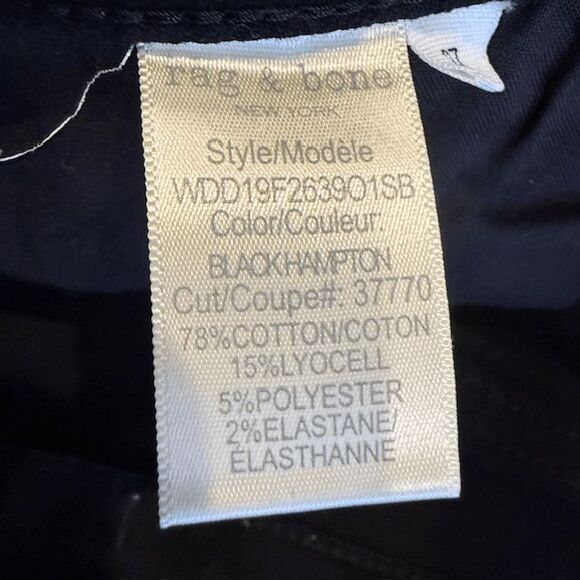 Rag & Bone Nina High Rise Ankle Skinny Black Jeans Hampton Wash Size 27 - Picture 9 of 15